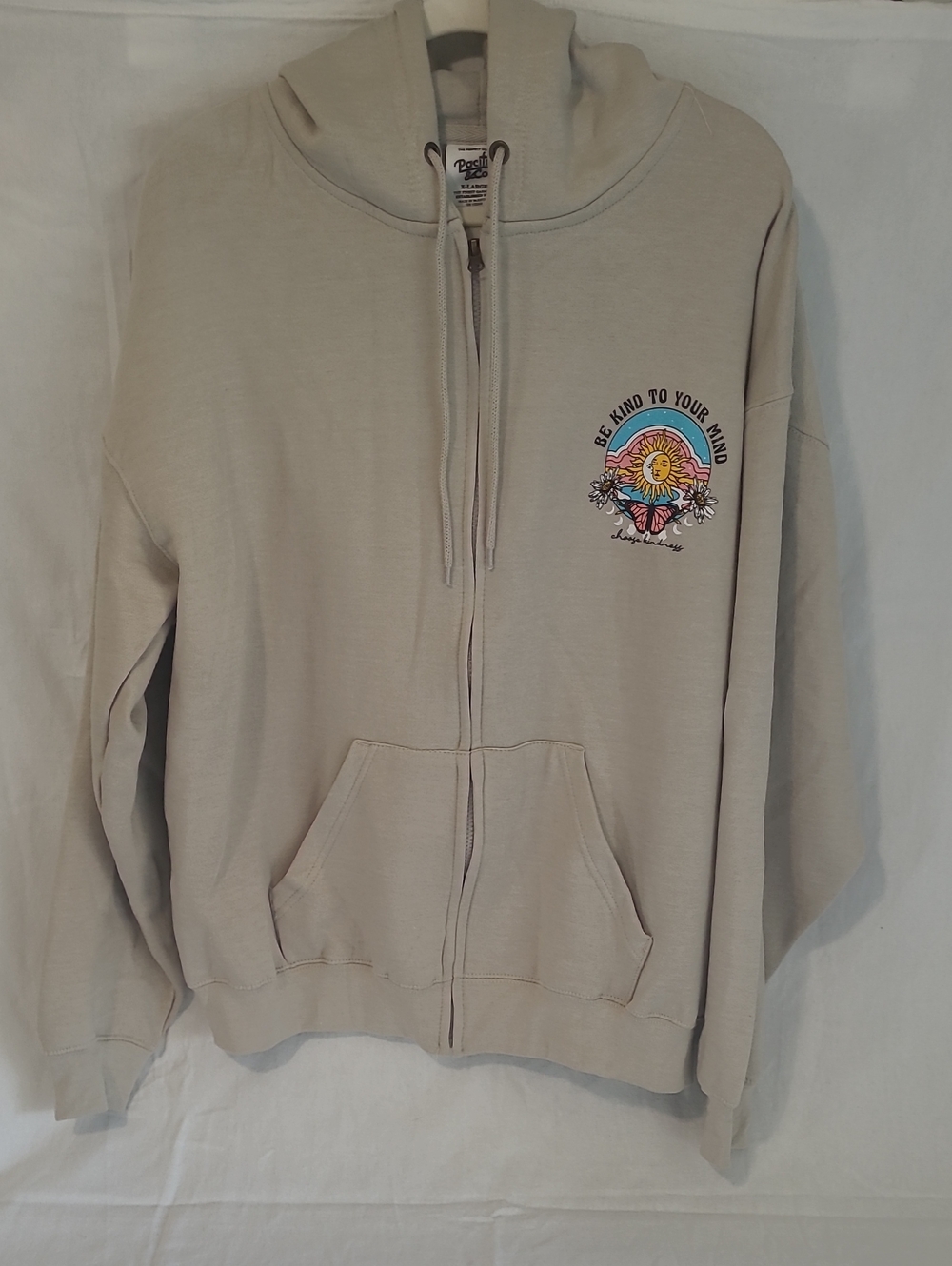 Be Kind To Your Mind Zip-Up Hoodie - Beige
